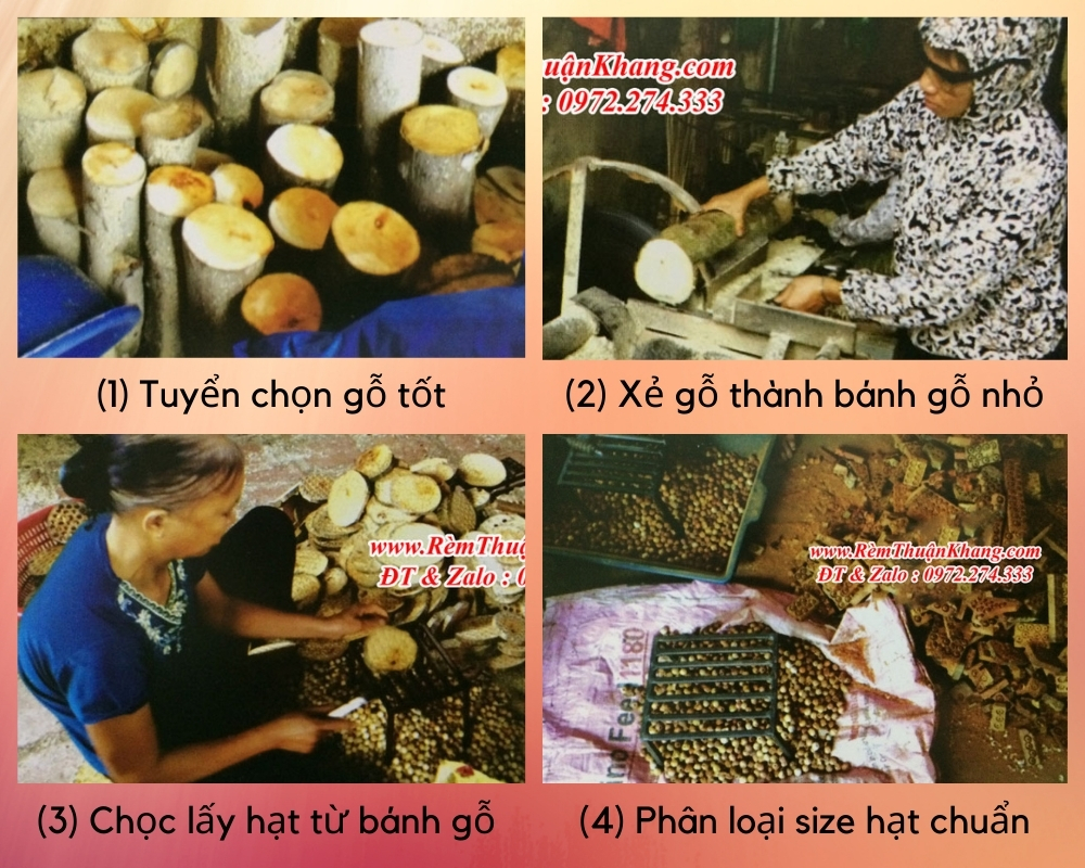 Quy tình sản xuất mành hạt gỗ tại Xưởng rèm Thuận Khang