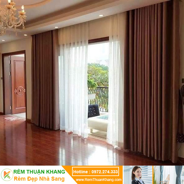 Mẫu rèm vải phòng khách đẹp che nắng 100%